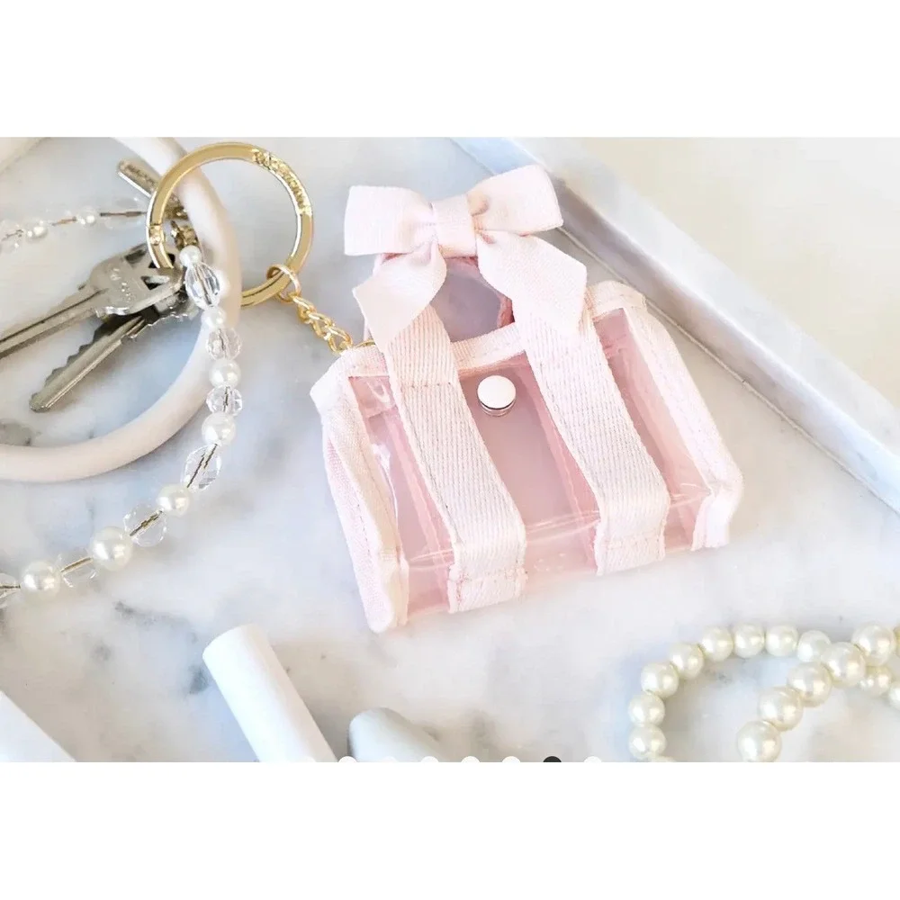 Case-Mate Tini Tote Charm‎ Keychain Pink Clear Mini Bag Bow CM059462 NEW